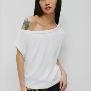 Kotn White Off-Shoulder Women Top